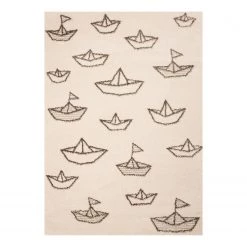 Zala Living Tapis enfant Paper Boat Sammy - Fibres synthétiques - Blanc crème / Marron