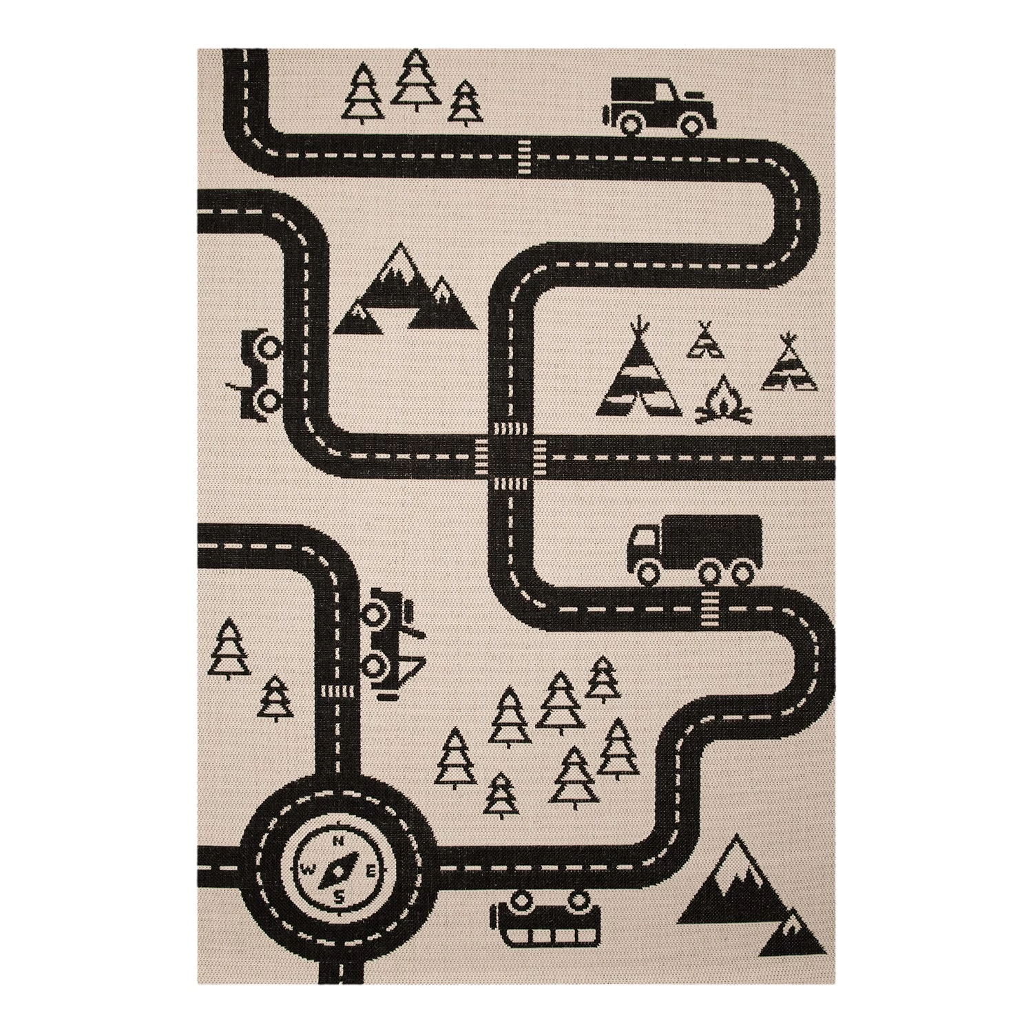 Zala Living Tapis enfant Road Map Charly - Fibres synthétiques - Beige / Noir 1 Zala Living Tapis enfant Road Map Charly - Fibres synthétiques - Beige / Noir