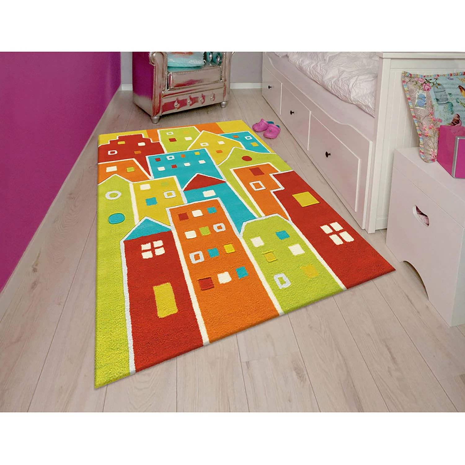 Arte Espina Tapis enfant Glowy Houses - Fibres synthétiques - Multicolore 2 Arte Espina Tapis enfant Glowy Houses - Fibres synthétiques - Multicolore – Image 2