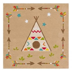 Arte Espina Tapis enfant Glowy Indian - Fibres synthétiques - Beige / Multicolore