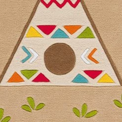 Arte Espina Tapis enfant Glowy Indian - Fibres synthétiques - Beige / Multicolore -Tapis enfant Soldes 1000158346 190214 06194400095 GALLERYIMAGES P000000001000158346