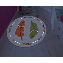 Arte Espina Tapis enfant Glowy Feathers - Fibres synthétiques - Beige / Multicolore -Tapis enfant Soldes 1000158361 190214 06194500157 MOOD GALLERYIMAGES P000000001000158361 mood