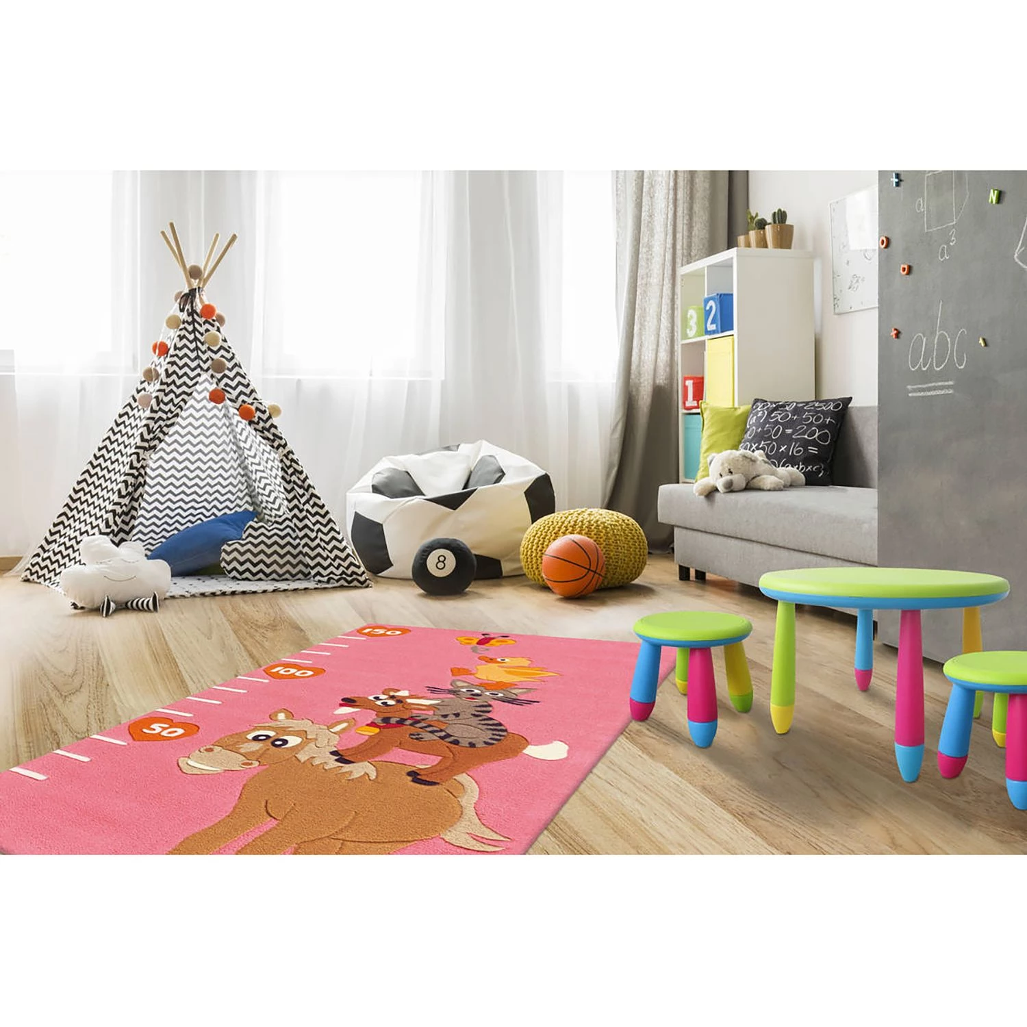 Arte Espina Tapis enfant Joy Animals - Fibres synthétiques - Rose / Marron 2 Arte Espina Tapis enfant Joy Animals - Fibres synthétiques - Rose / Marron – Image 2