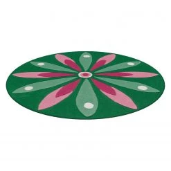 Arte Espina Tapis enfant Joy Spirit I - Fibres synthétiques - Vert foncé / Rose vif - Diamètre : 100 cm -Tapis enfant Soldes 1000158381 190214 06194900244 GALLERYIMAGES P000000001000158381