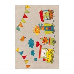 Arte Espina Tapis enfant Move Train - Fibres synthétiques - Beige / Multicolore - 120 x 170 cm