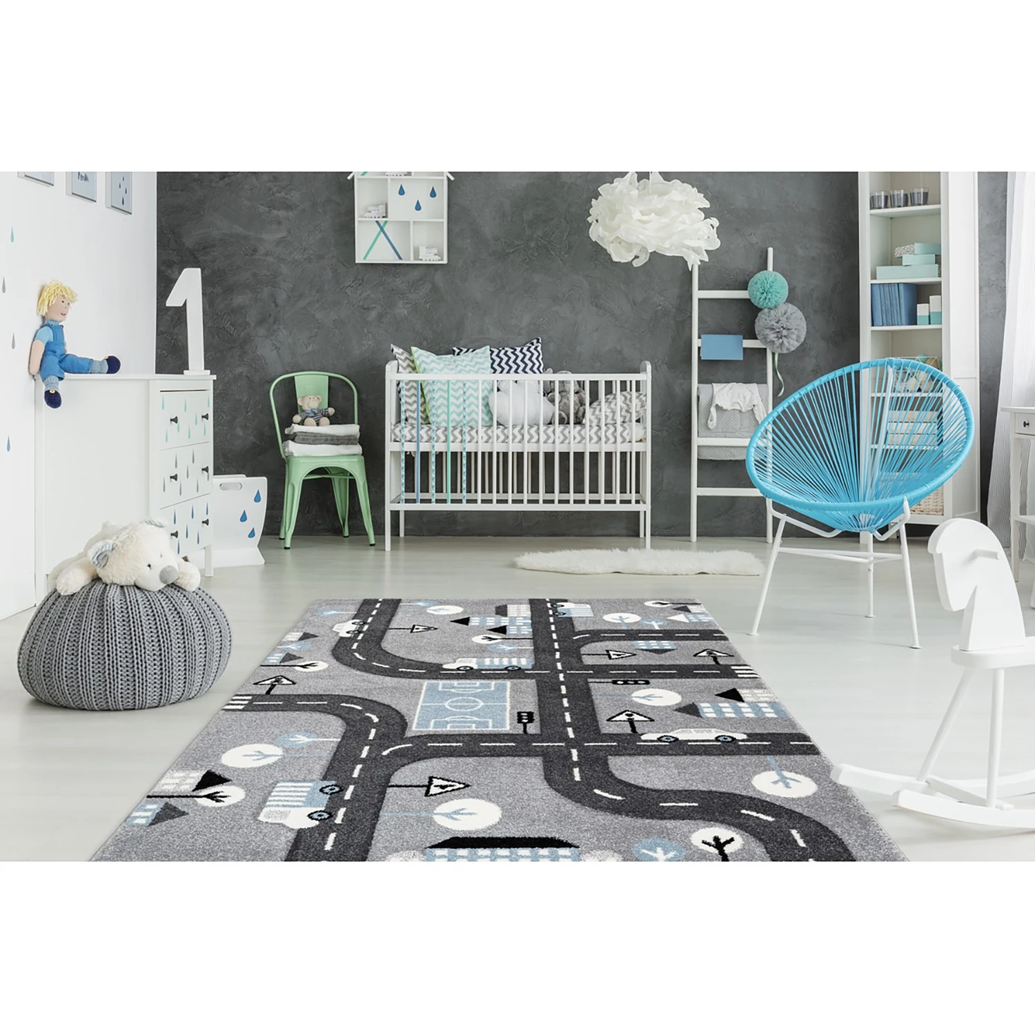 Kayoom Tapis enfant Australia Marree - Fibres synthétiques - Gris / Anthracite - 120 x 170 cm 2 Kayoom Tapis enfant Australia Marree - Fibres synthétiques - Gris / Anthracite - 120 x 170 cm – Image 2