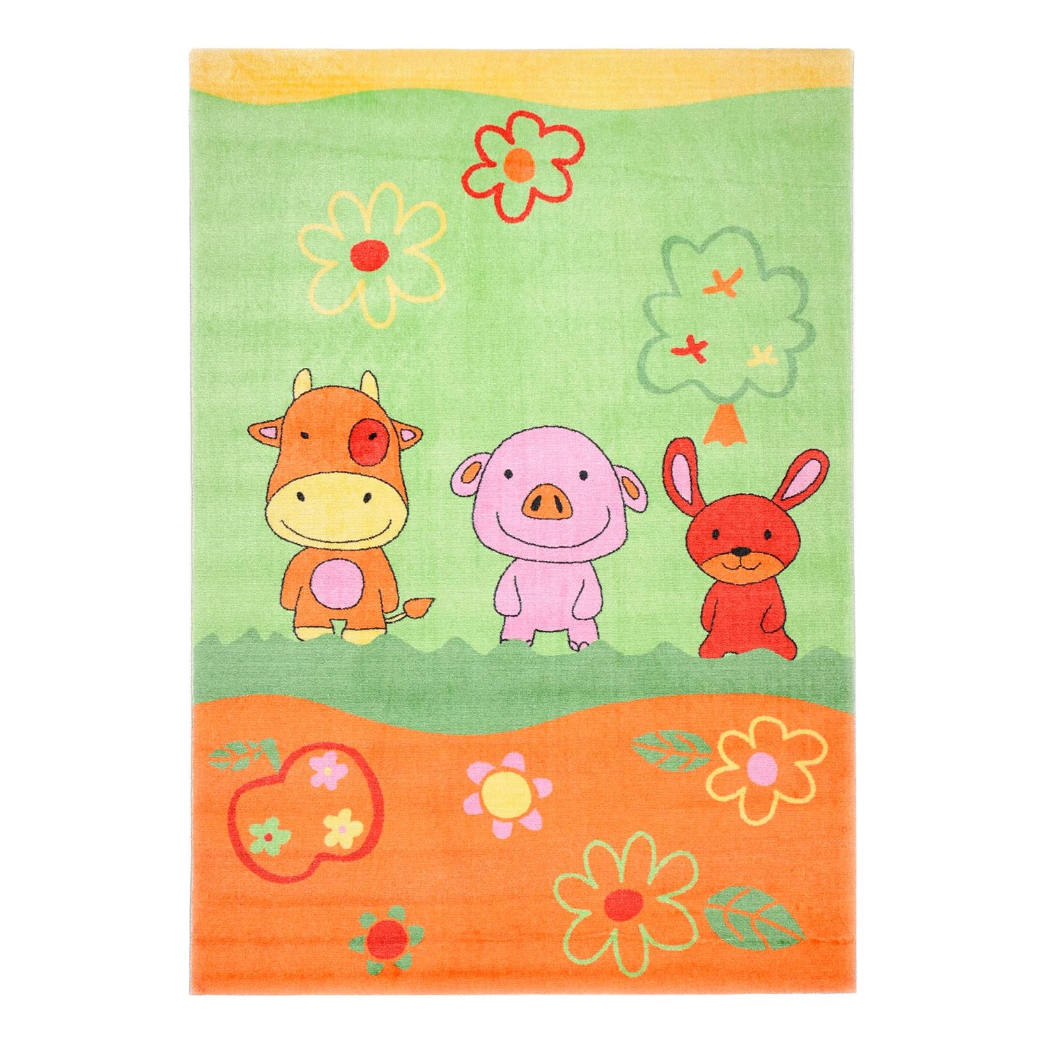THEKO die markenteppiche Tapis enfant Mamba Animals - Tissu - Vert / Orange - 90 x 160 cm 1 THEKO die markenteppiche Tapis enfant Mamba Animals - Tissu - Vert / Orange - 90 x 160 cm