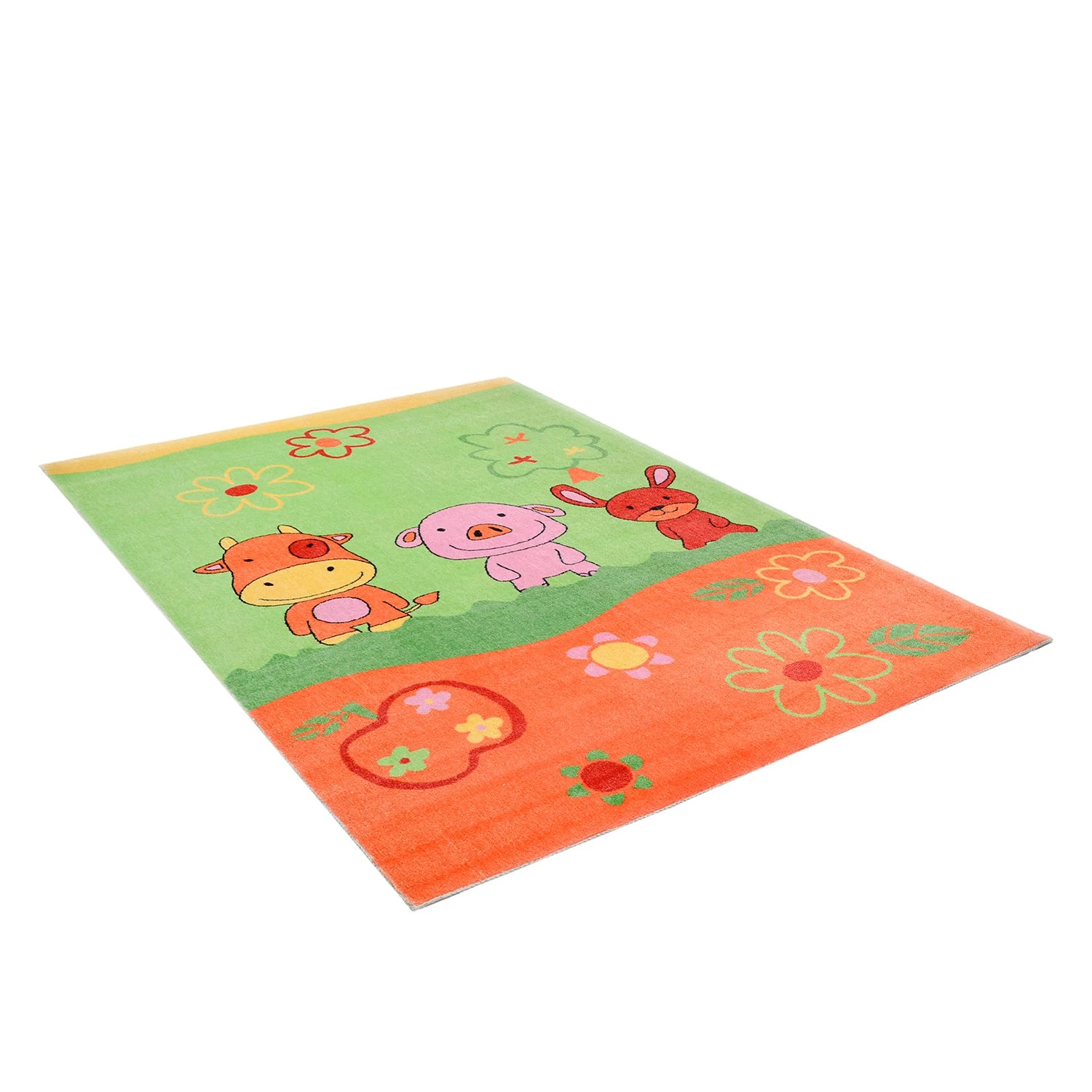 THEKO die markenteppiche Tapis enfant Mamba Animals - Tissu - Vert / Orange - 90 x 160 cm 2 THEKO die markenteppiche Tapis enfant Mamba Animals - Tissu - Vert / Orange - 90 x 160 cm – Image 2