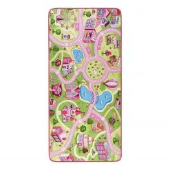 Hanse Home Tapis enfant Sweet Town - Tissu mélangé - Vert / Rose - 90 x 200 cm