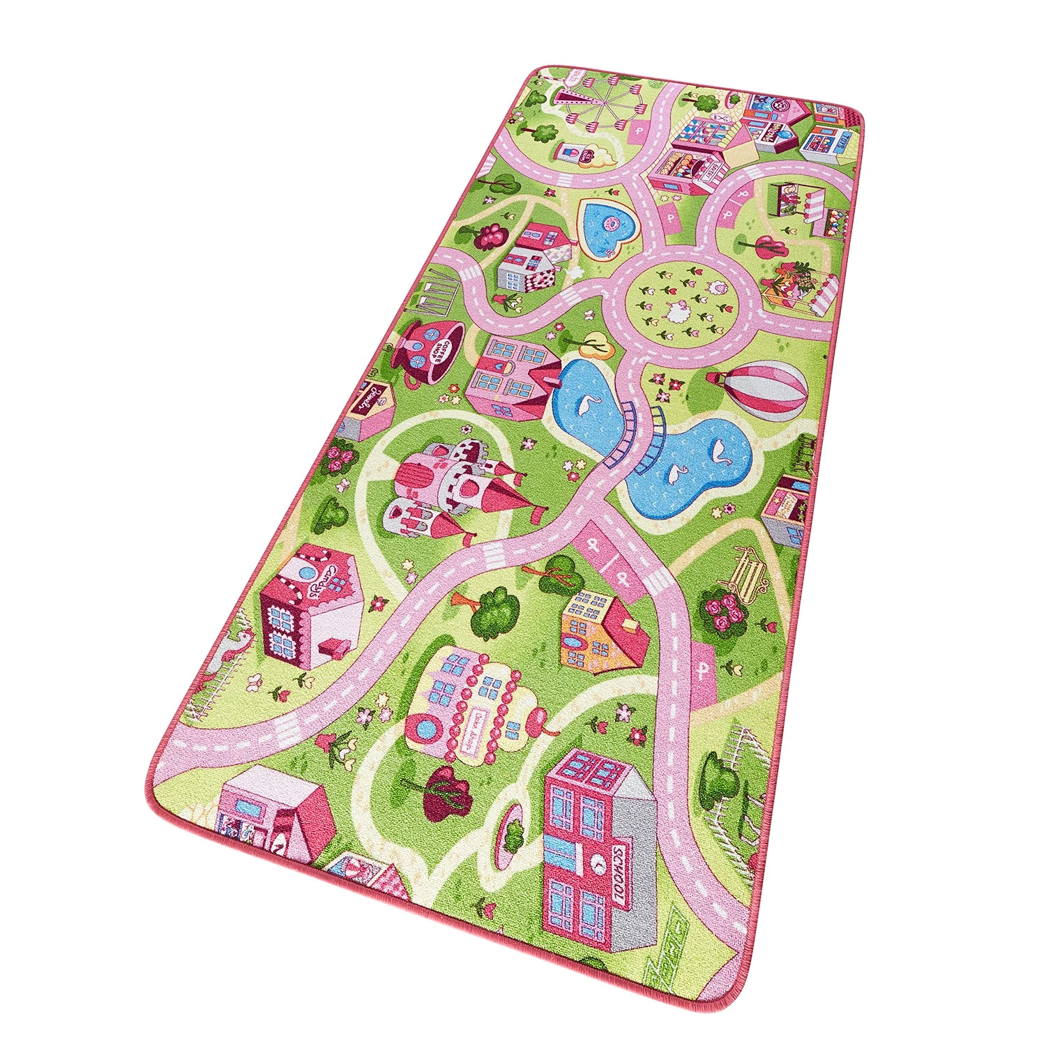 Hanse Home Tapis enfant Sweet Town - Tissu mélangé - Vert / Rose - 90 x 200 cm 4 Hanse Home Tapis enfant Sweet Town - Tissu mélangé - Vert / Rose - 90 x 200 cm – Image 4