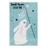 Obsession Tapis enfant My Bunny - Fibres synthétiques - Turquoise / Blanc - 90 x 130 cm