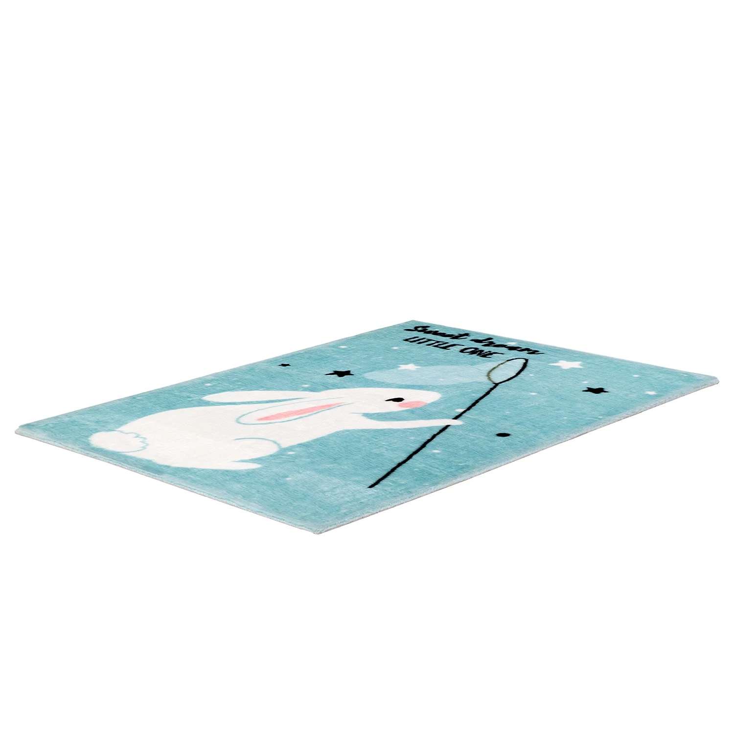 Obsession Tapis enfant My Bunny - Fibres synthétiques - Turquoise / Blanc - 90 x 130 cm 2 Obsession Tapis enfant My Bunny - Fibres synthétiques - Turquoise / Blanc - 90 x 130 cm – Image 2