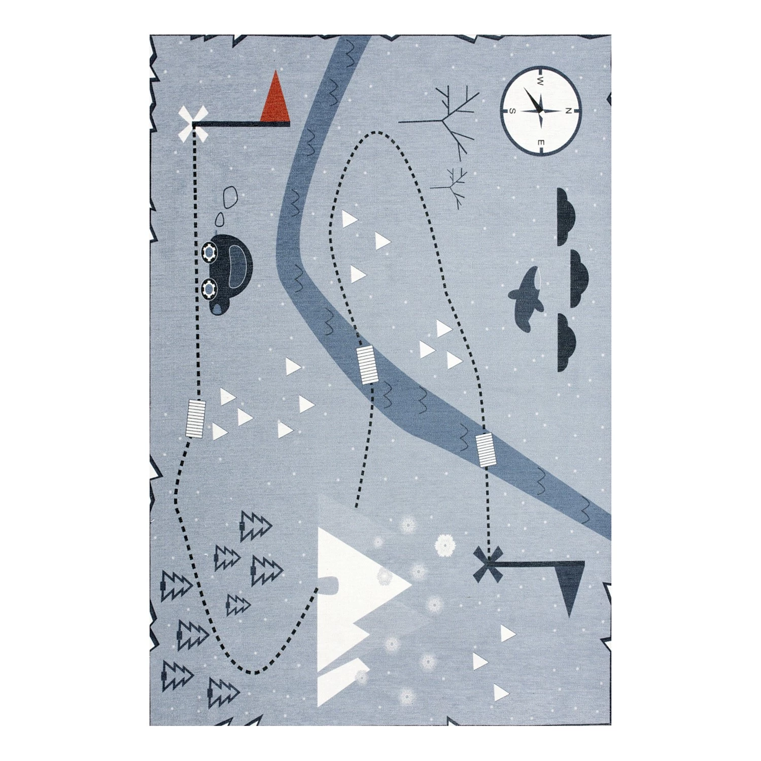 Happy Rugs Tapis enfant Carte au trésor - Fibres synthétiques - Gris pigeon - 100 x 160 cm 1 Happy Rugs Tapis enfant Carte au trésor - Fibres synthétiques - Gris pigeon - 100 x 160 cm