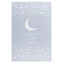 Happy Rugs Tapis enfant Moon - Fibres synthétiques - Bleu pastel - 100 x 160 cm