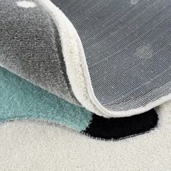 Svanhilde Tapis enfant rond Pingouin Elliot - Microfibre - Gris / Noir -Tapis enfant Soldes 1000197996 211006 143920000033 DETAILS P000000001000197996