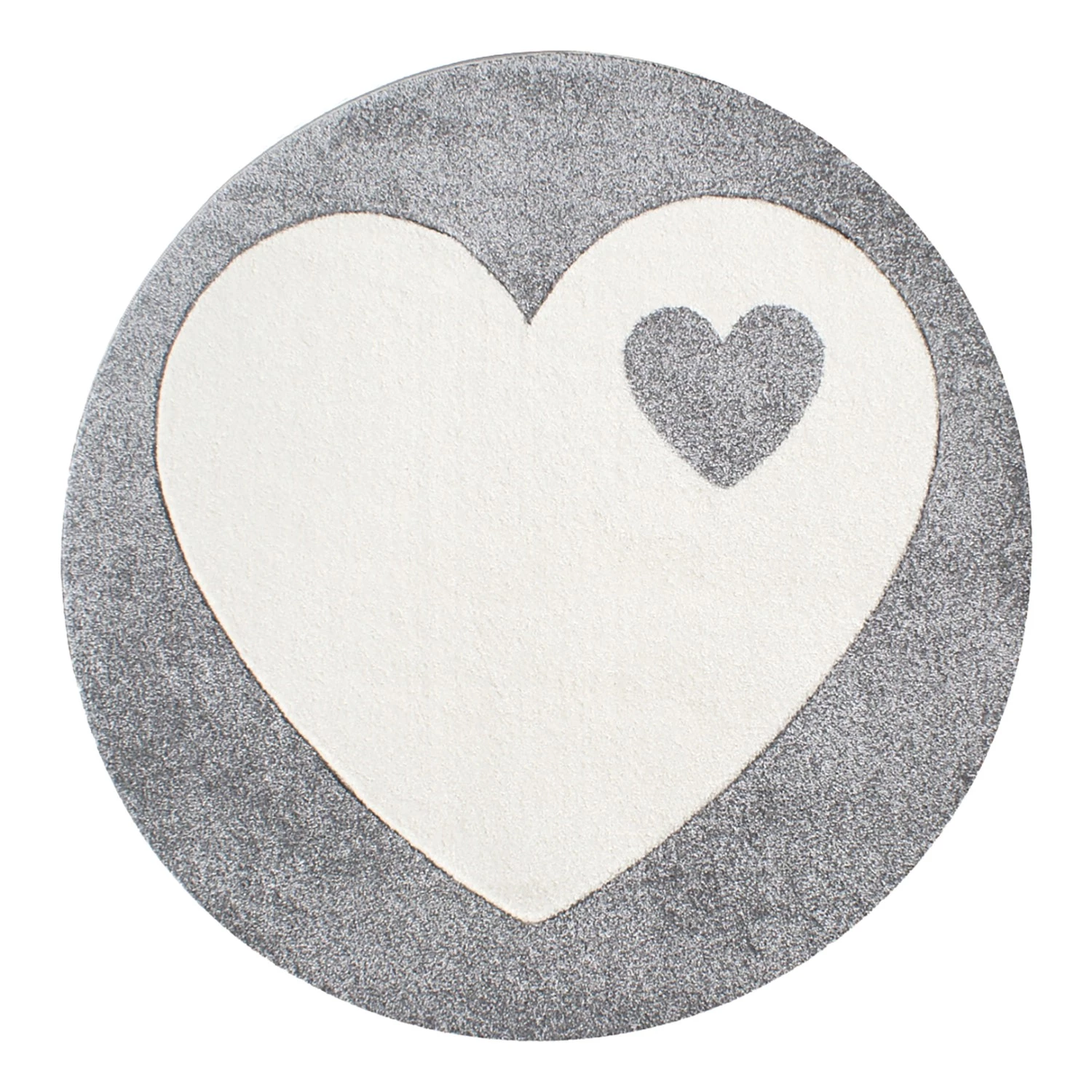 ByGraziela Tapis enfant rond Cœur - Fibres synthétiques - Gris 1 ByGraziela Tapis enfant rond Cœur - Fibres synthétiques - Gris