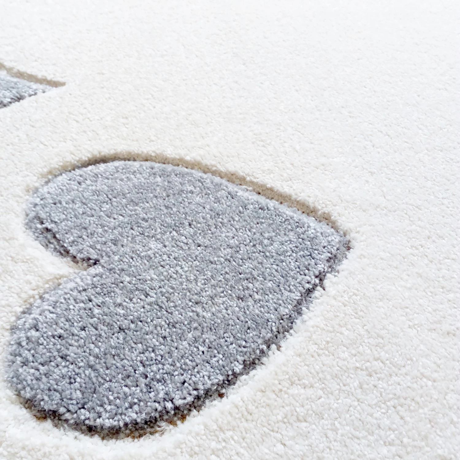 ByGraziela Tapis enfant rond Cœur - Fibres synthétiques - Gris 2 ByGraziela Tapis enfant rond Cœur - Fibres synthétiques - Gris – Image 2