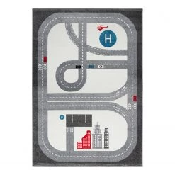Happy Rugs Tapis enfant Playtime - Fibres synthétiques - Gris / Crème