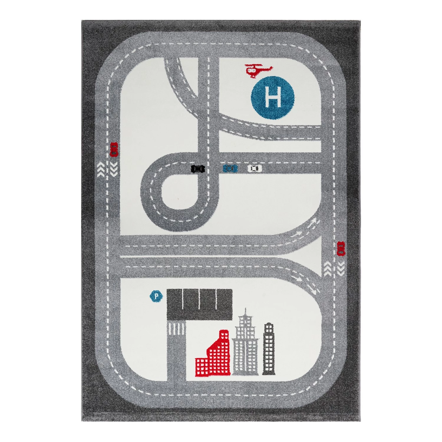 Happy Rugs Tapis enfant Playtime - Fibres synthétiques - Gris / Crème 1 Happy Rugs Tapis enfant Playtime - Fibres synthétiques - Gris / Crème