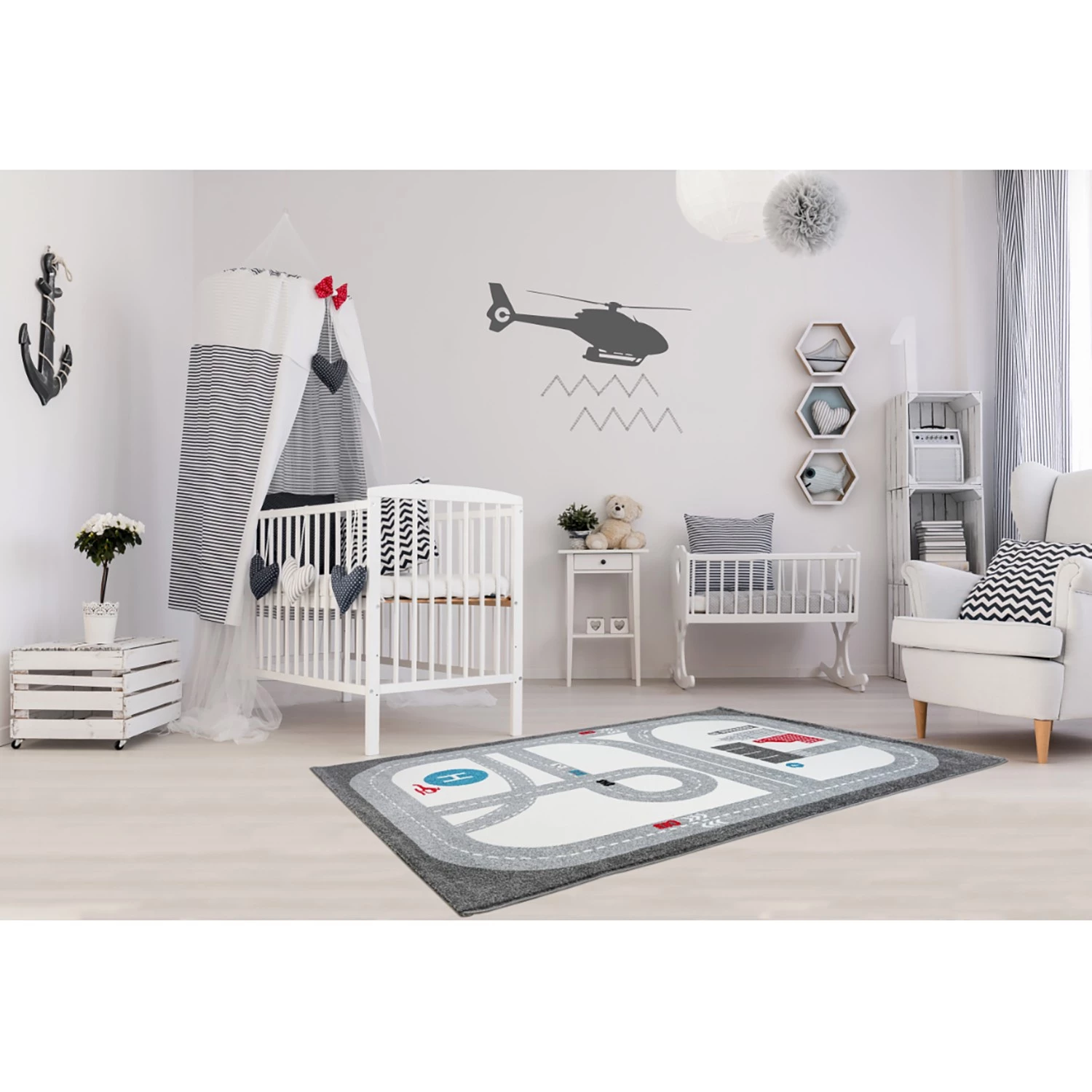 Happy Rugs Tapis enfant Playtime - Fibres synthétiques - Gris / Crème 2 Happy Rugs Tapis enfant Playtime - Fibres synthétiques - Gris / Crème – Image 2