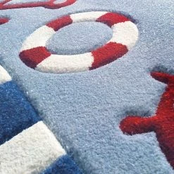 Happy Rugs Tapis enfant En haute mer 1 - Fibres synthétiques - Bleu / Rouge - 120 x 180 cm -Tapis enfant Soldes 1000198030 200110 11241500253 DETAILS P000000001000198030