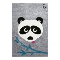 Svanhilde Tapis enfant Panda Paul - Fibres synthétiques - Gris / Blanc