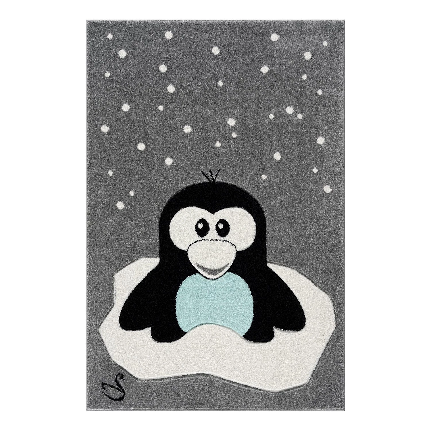 Svanhilde Tapis enfant Pingouin Elliot - Microfibre - Gris / Noir 1 Svanhilde Tapis enfant Pingouin Elliot - Microfibre - Gris / Noir