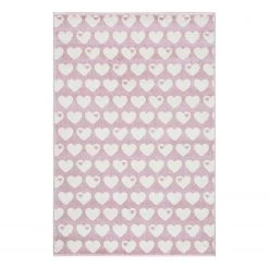 ByGraziela Tapis enfant Cœur II - Fibres synthétiques - Rose / Blanc