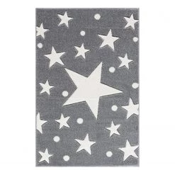 Happy Rugs Tapis enfant Estrella - Fibres synthétiques - Gris clair / Blanc - 100 x 160 cm