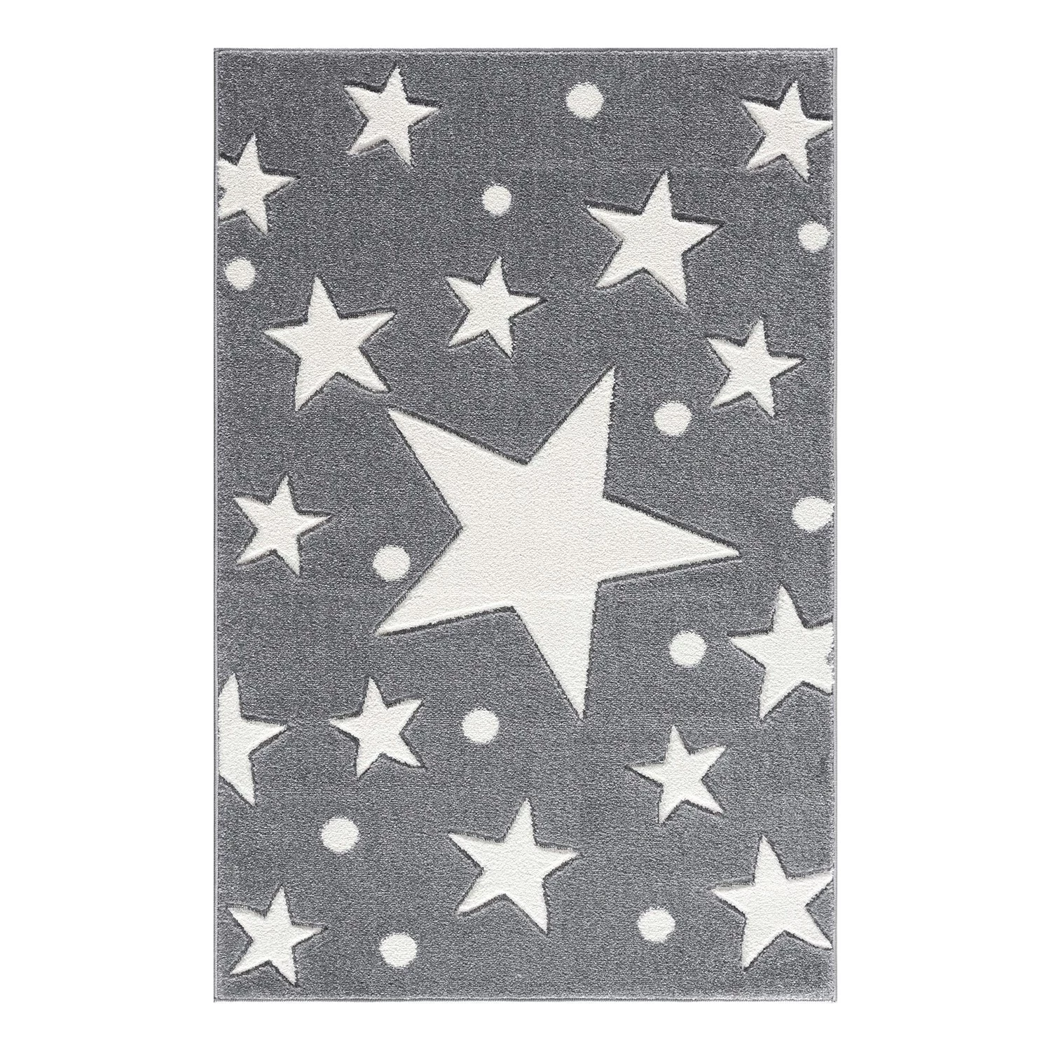Happy Rugs Tapis enfant Estrella - Fibres synthétiques - Gris clair / Blanc - 100 x 160 cm 1 Happy Rugs Tapis enfant Estrella - Fibres synthétiques - Gris clair / Blanc - 100 x 160 cm