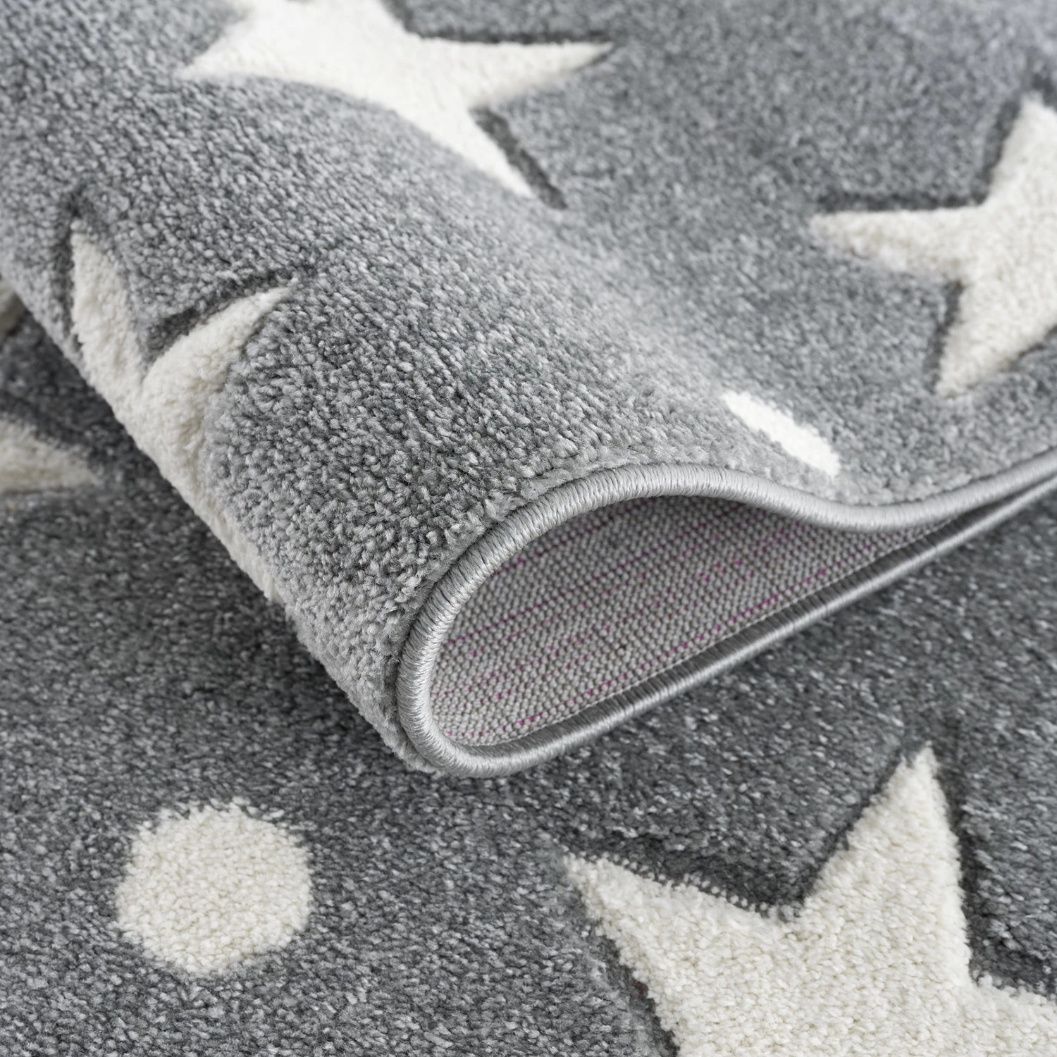 Happy Rugs Tapis enfant Estrella - Fibres synthétiques - Gris clair / Blanc - 100 x 160 cm 3 Happy Rugs Tapis enfant Estrella - Fibres synthétiques - Gris clair / Blanc - 100 x 160 cm – Image 3