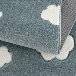 Happy Rugs Tapis enfant Sky Cloud - Fibres synthétiques - Gris menthe - 160 x 230 cm -Tapis enfant Soldes 1000198058 210910 15002700067 DETAILS P000000001000198058