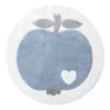 ByGraziela Tapis enfant rond Pomme - Fibres synthétiques - Blanc / Bleu