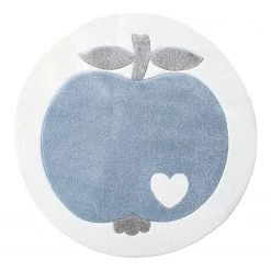ByGraziela Tapis enfant rond Pomme - Fibres synthétiques - Blanc / Bleu