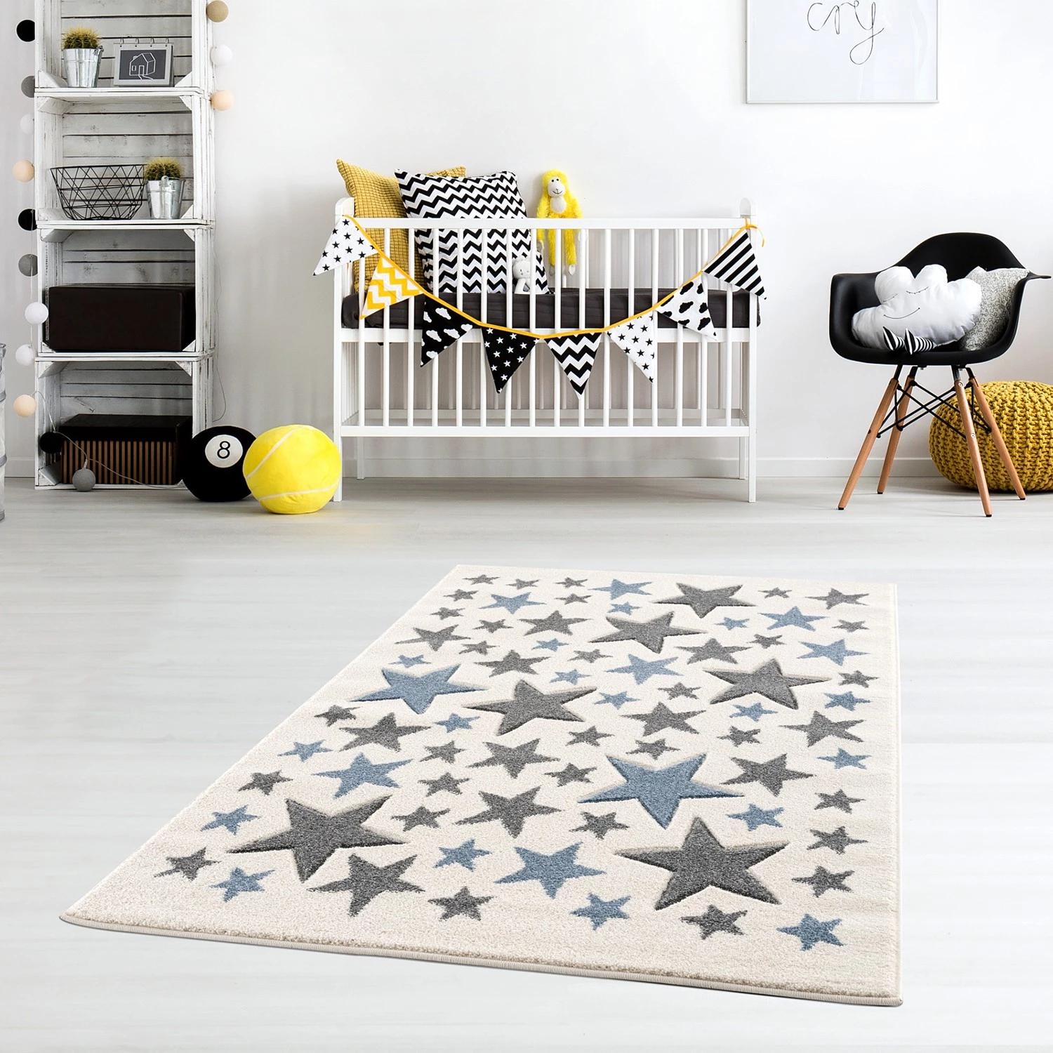 Happy Rugs Tapis enfant Stella - Fibres synthétiques - Crème / Gris - 160 x 230 cm 2 Happy Rugs Tapis enfant Stella - Fibres synthétiques - Crème / Gris - 160 x 230 cm – Image 2