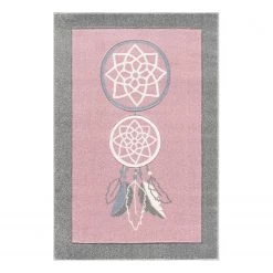 Happy Rugs Tapis enfant Attrape-rêves - Fibres synthétiques - Rose / Gris clair
