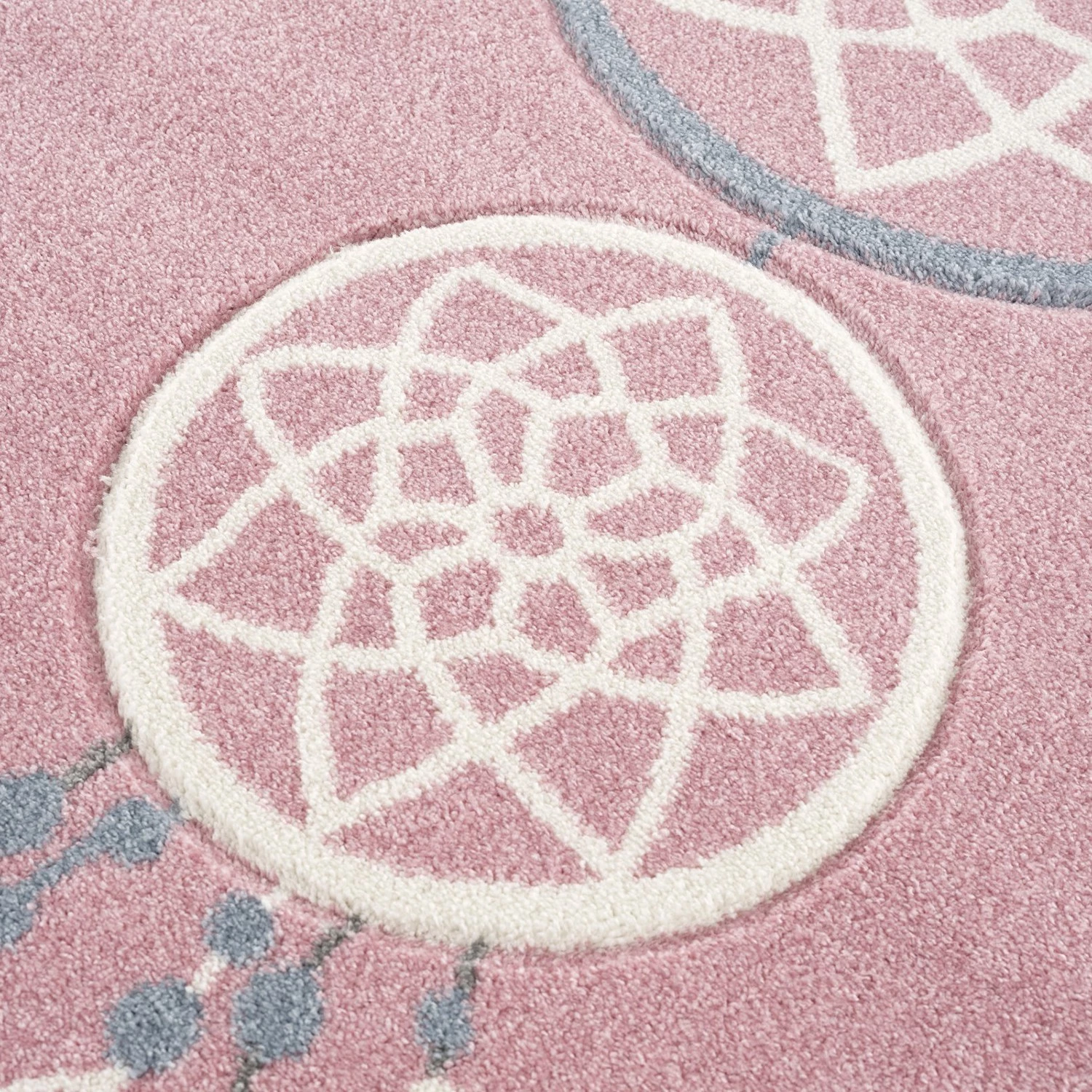 Happy Rugs Tapis enfant Attrape-rêves - Fibres synthétiques - Rose / Gris clair 4 Happy Rugs Tapis enfant Attrape-rêves - Fibres synthétiques - Rose / Gris clair – Image 4
