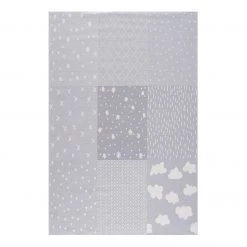 Happy Rugs Tapis enfant Patchwork - Polyester / Coton - Gris clair / Blanc - 90 x 160 cm