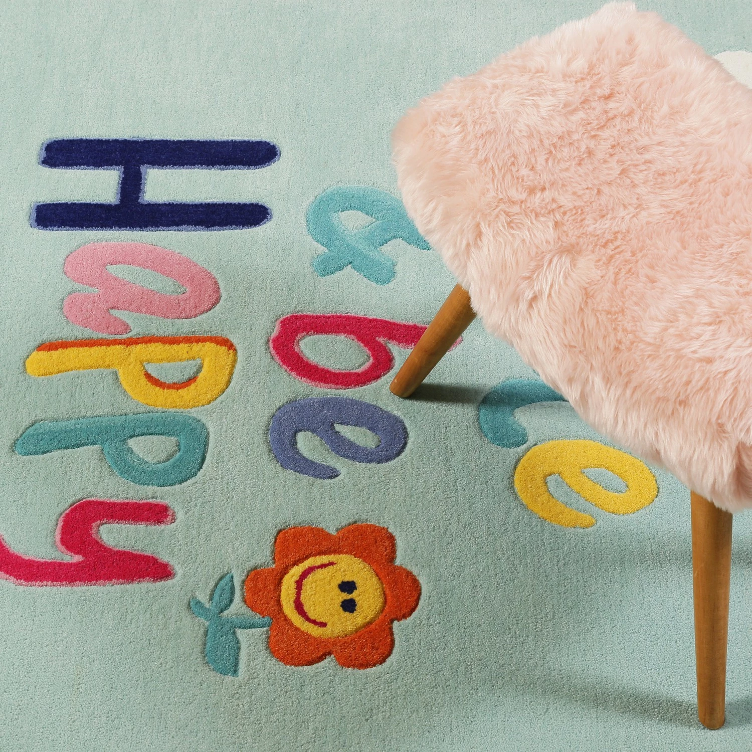 SMART KIDS Tapis enfant Happy me! - Polyester - Bleu clair - 120 x 170 cm 3 SMART KIDS Tapis enfant Happy me! - Polyester - Bleu clair - 120 x 170 cm – Image 3