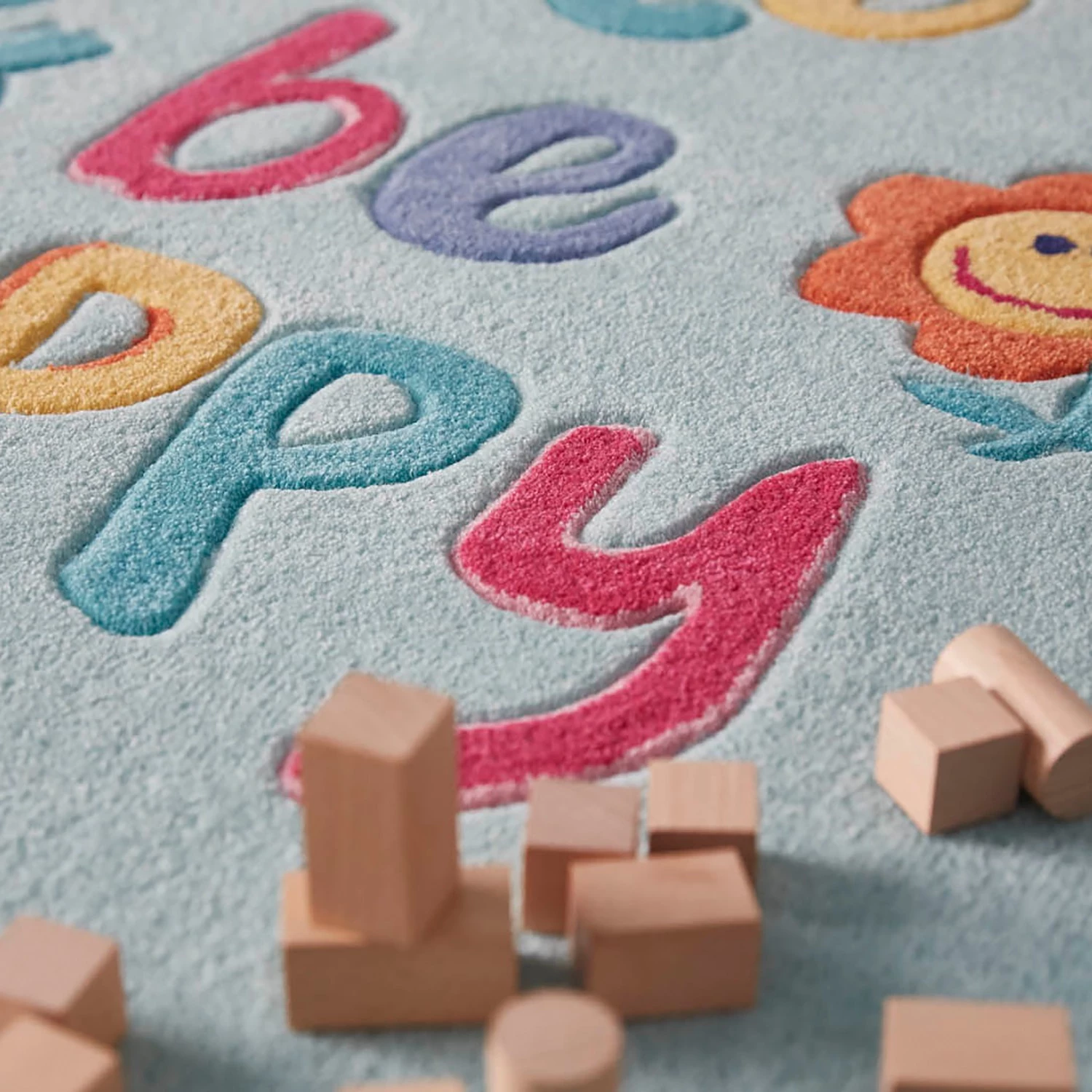 SMART KIDS Tapis enfant Happy me! - Polyester - Bleu clair - 120 x 170 cm 6 SMART KIDS Tapis enfant Happy me! - Polyester - Bleu clair - 120 x 170 cm – Image 6