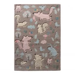Sigikid Tapis enfant Forest - Fibres synthétiques - Gris - 80 x 150 cm