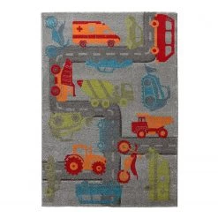 Sigikid Tapis enfant Traffic - Fibres synthétiques - Gris - 80 x 150 cm