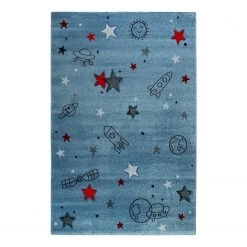 Esprit Home Tapis enfant Yoda - Fibres synthétiques - Bleu - 80 x 150 cm