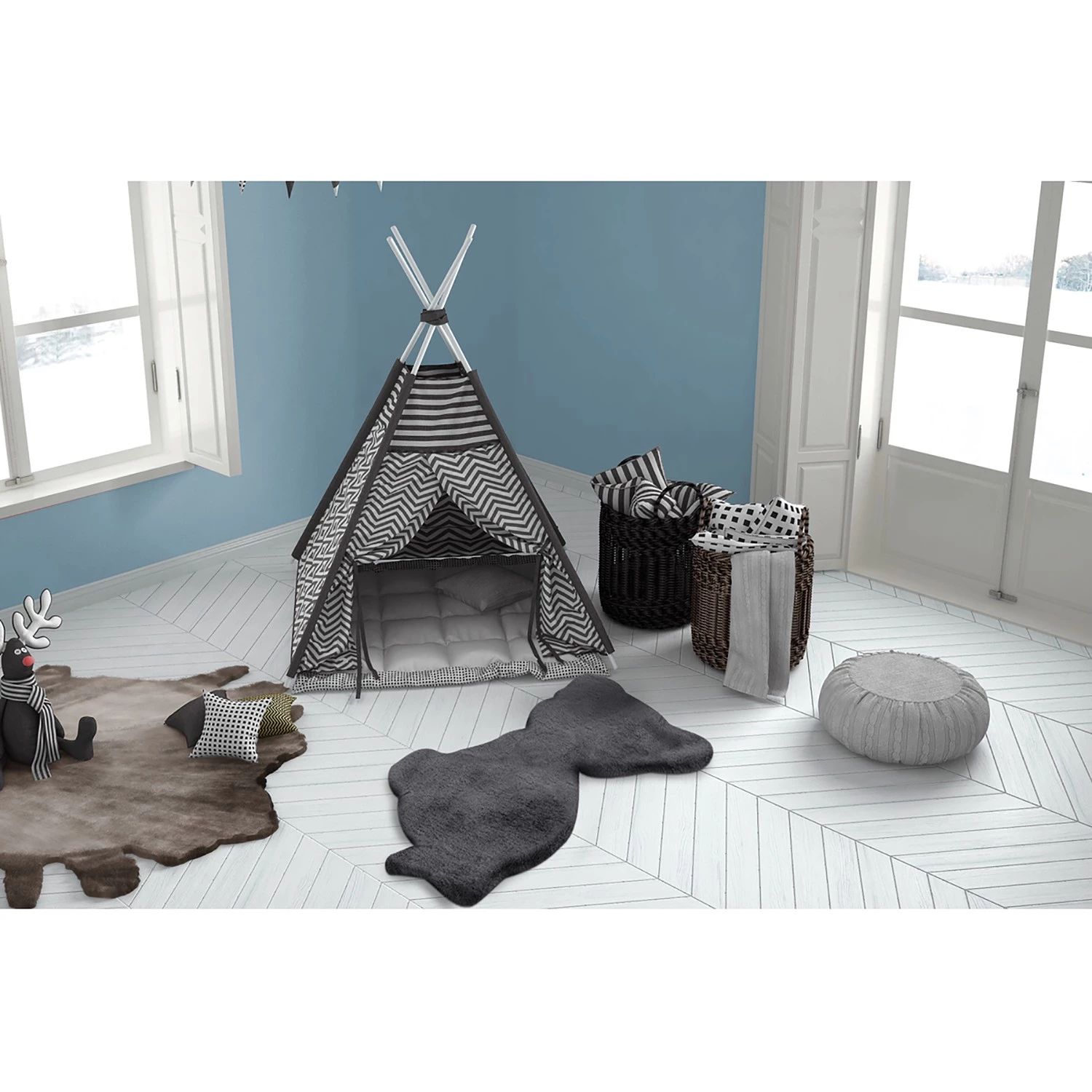 Kayoom Tapis enfant Lovely Kids 425 Tiger - Fibres synthétiques - Anthracite 2 Kayoom Tapis enfant Lovely Kids 425 Tiger - Fibres synthétiques - Anthracite – Image 2