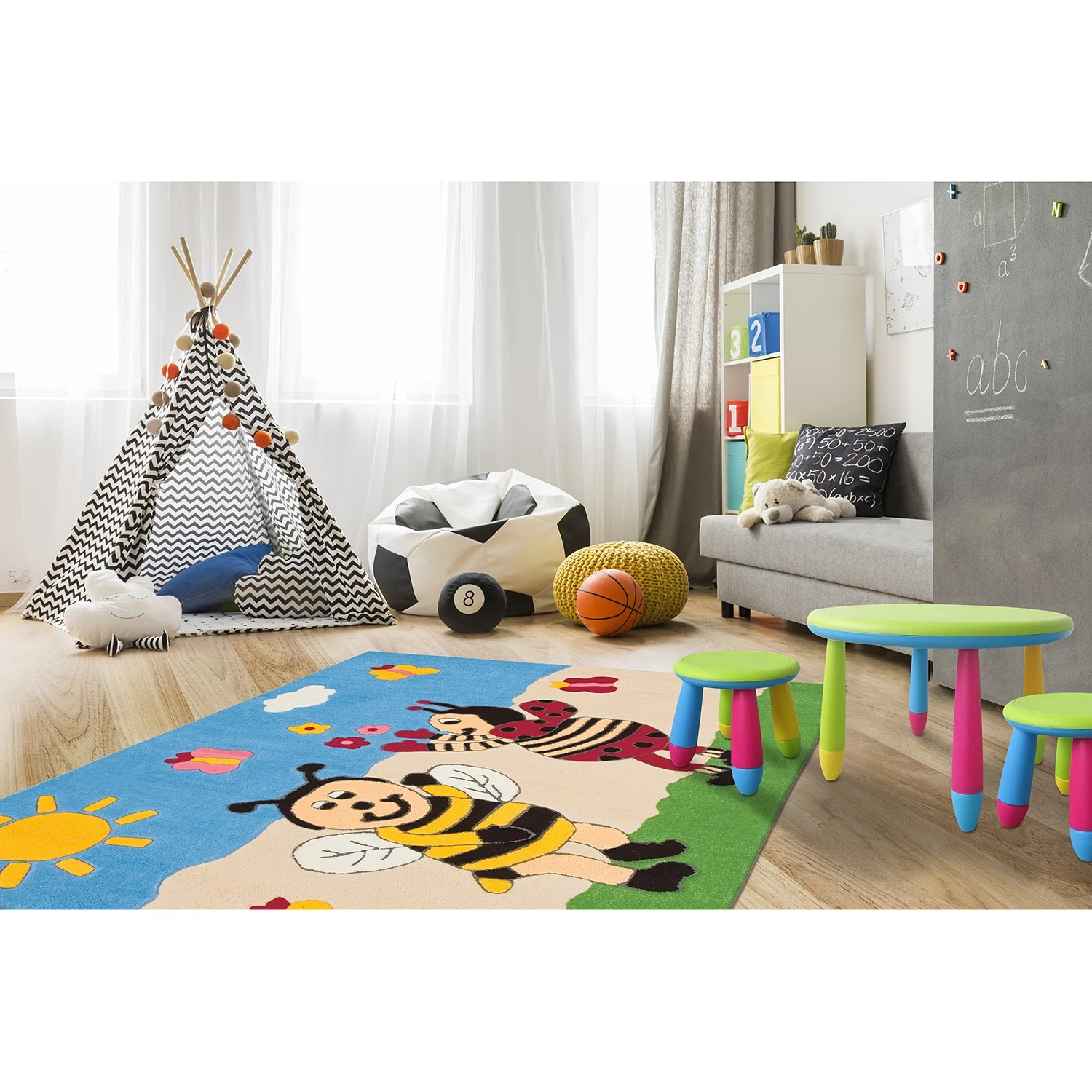 Kayoom Tapis enfant Joy Bumblebee - Acrylique - Multicolore 2 Kayoom Tapis enfant Joy Bumblebee - Acrylique - Multicolore – Image 2