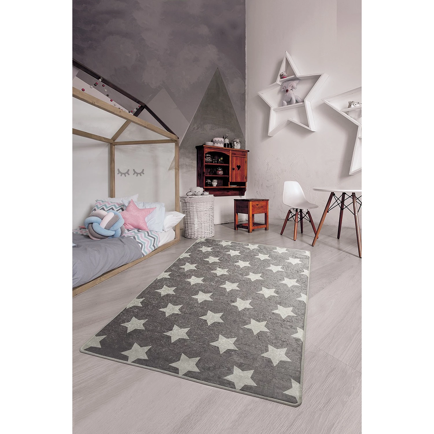 Top Square Tapis enfant Yildiz - Velours - Gris 2 Top Square Tapis enfant Yildiz - Velours - Gris – Image 2