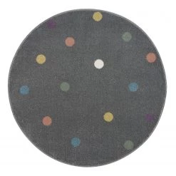 Happy Rugs Tapis enfant Wheel II - Polypropylène - Gris argenté - Diamètre : 133 cm