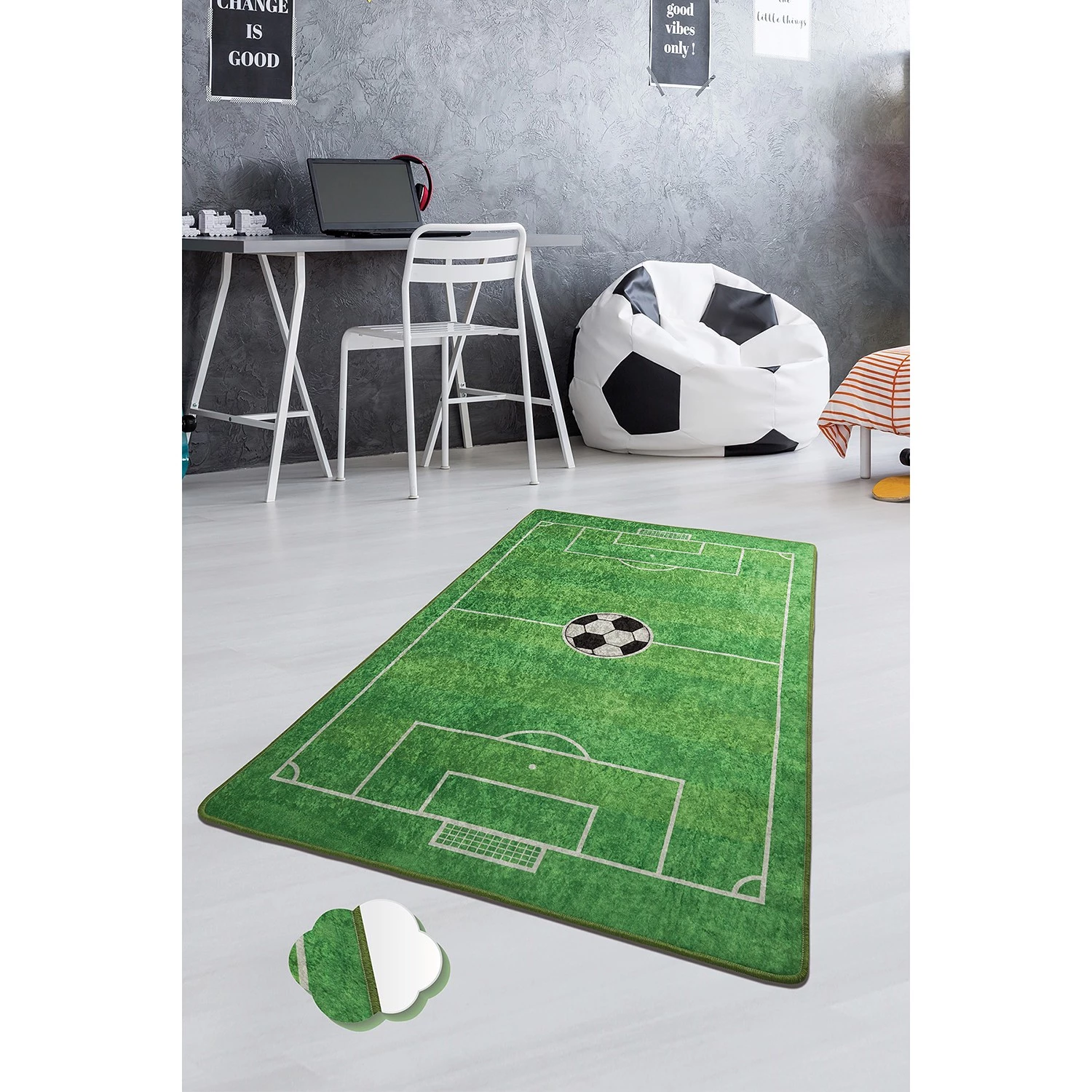 Top Square Tapis enfant Football - Velours - Vert 2 Top Square Tapis enfant Football - Velours - Vert – Image 2