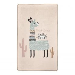 Top Square Tapis enfant Lama - Velours - Multicolore