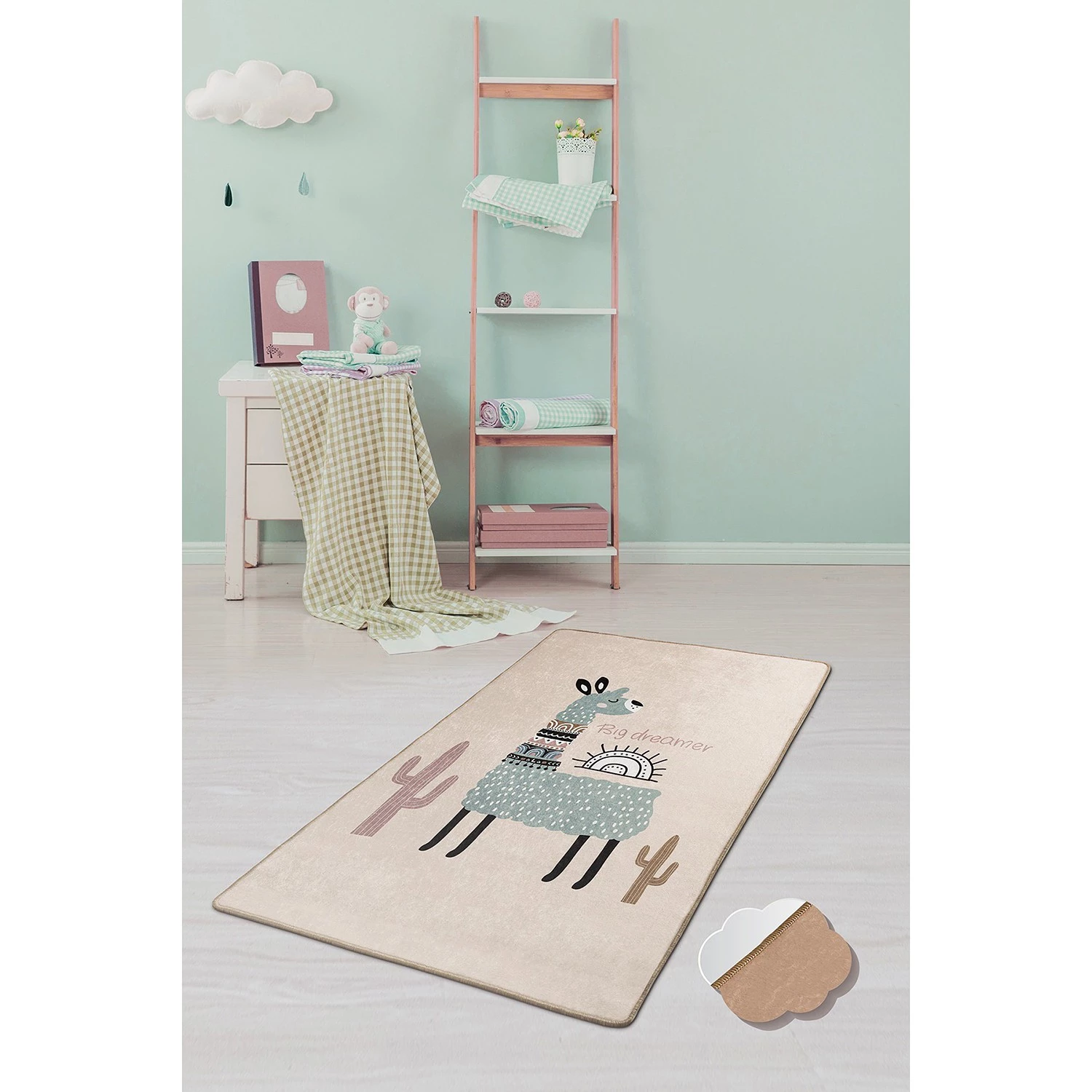 Top Square Tapis enfant Lama - Velours - Multicolore 2 Top Square Tapis enfant Lama - Velours - Multicolore – Image 2